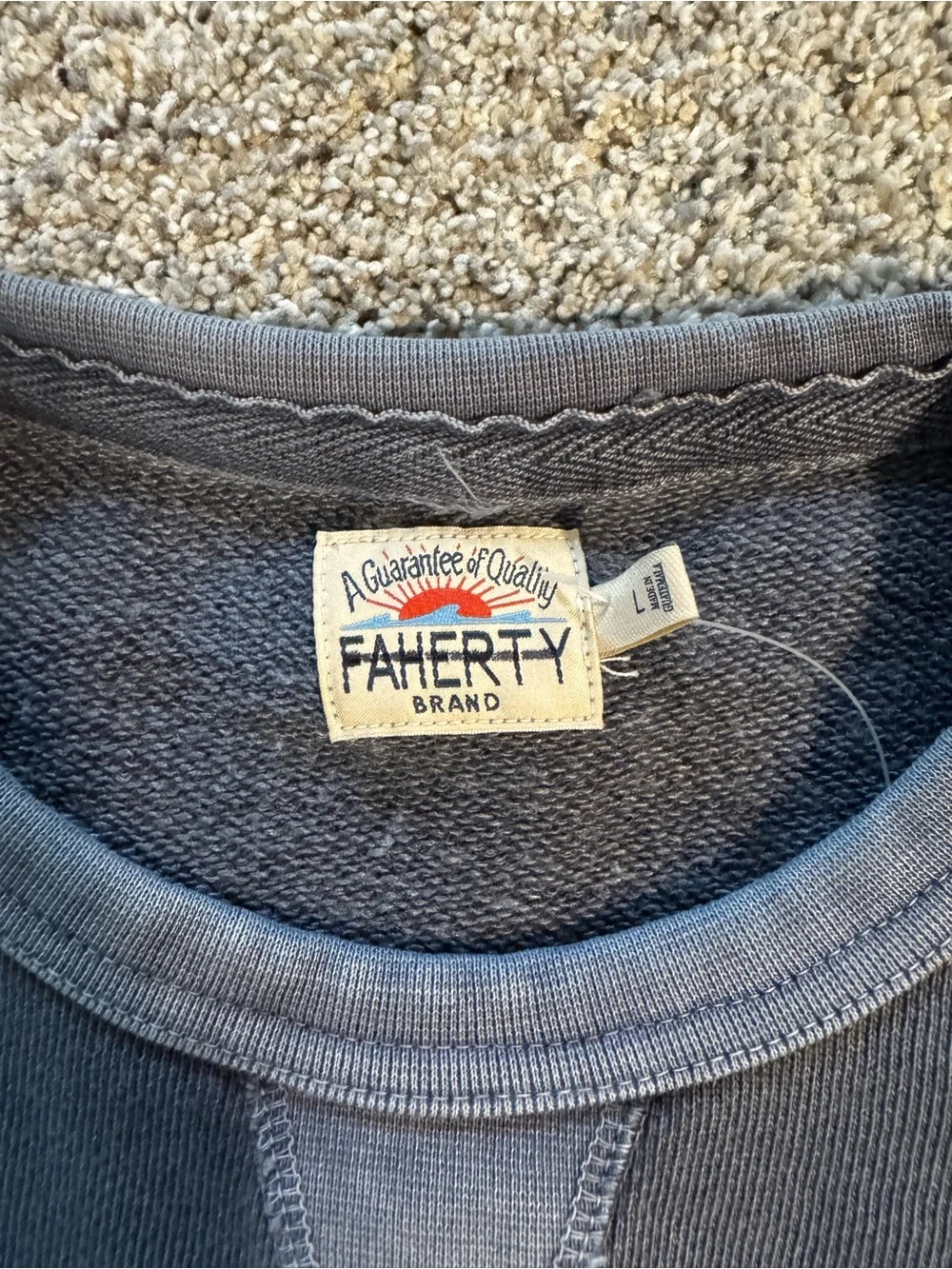 Faherty Navy Crewneck Sweatshirt